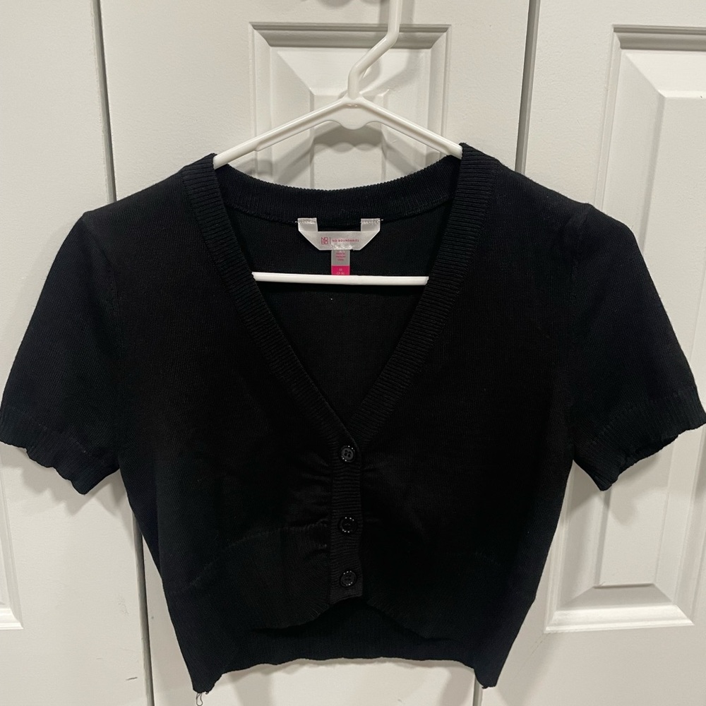 Black Short Sleeve Cardigan by Love Tree